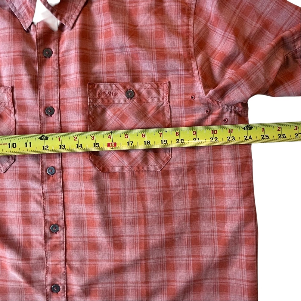 Orvis Classic Collection Mens Large Orange Plaid Short Sleeve Fishing Shirt - Picture 4 of 8